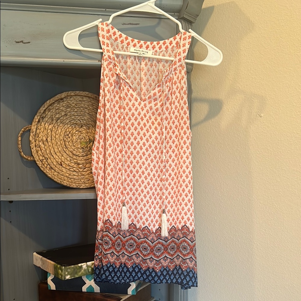 Rose & Olive Orange Patterned Blouse